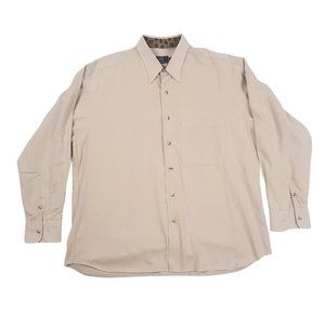 IKE BEHAR NORDSTROM Tan Button Down Long Sleeve Men's Shirt Size L  100% Cotton